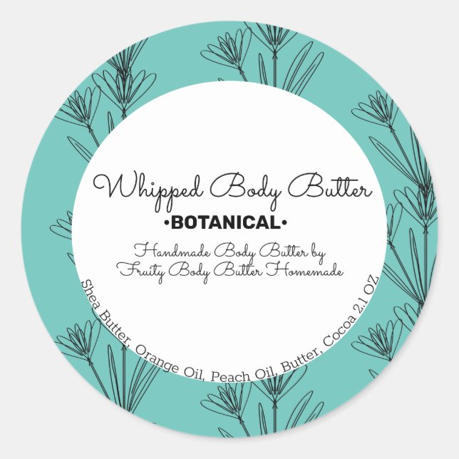 Botanical Whip Body Butter Bath Branding Packaging Classic Round Sticker (Front)