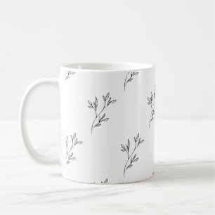 Botanical White and Black Mug Minimalist Design
