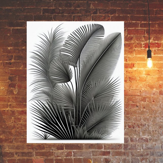 Botanical White Black Line Drawing Poster (Creator Uploaded)