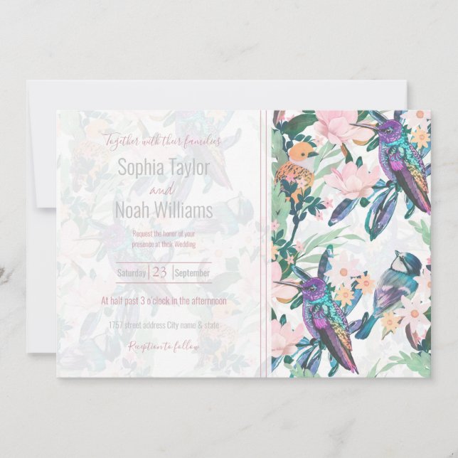 Botanical White Garden Flowers and Birds (Front)