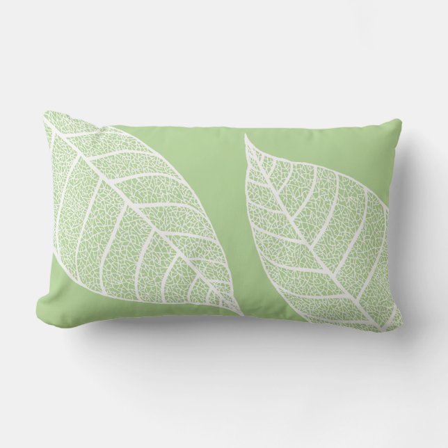 Botanical White Leaf Skeletons Lumbar Pillow (Front)