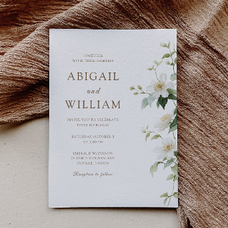 Botanical White Wildflower Wedding Invitation