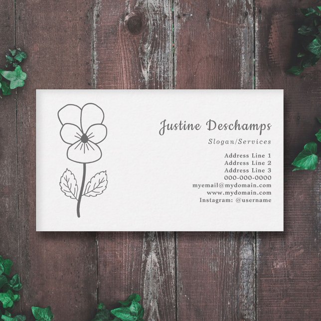 Botanical Wild Pansy Line Art Flower Business Card (Botanical Wild Pansy Line Art Flower Business Card)