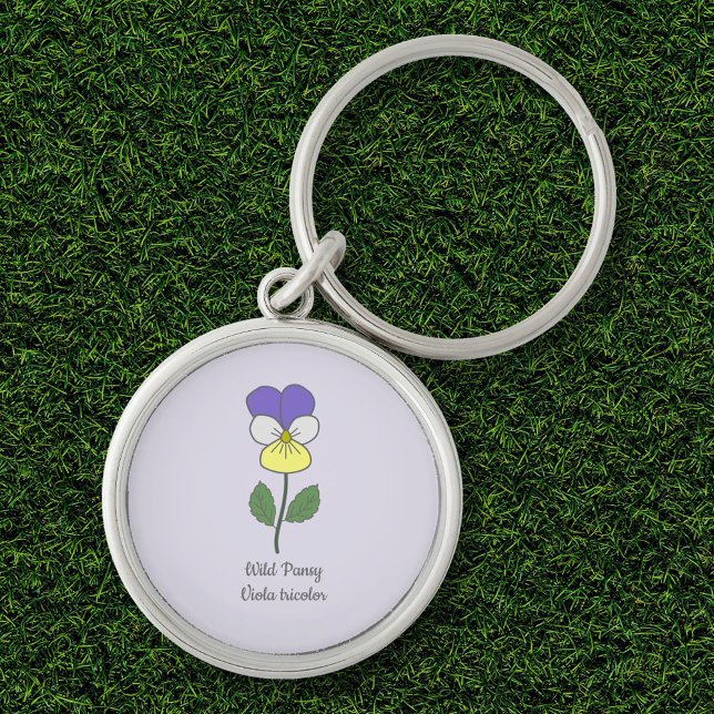 Botanical Wild Pansy Pastel Flower  Keychain (Botanical Wild Pansy Flower Keychain)