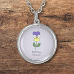 Botanical Wild Pansy Pastel Flower Necklace<br><div class="desc">A Necklace with a Botanical Wild Pansy Flower illustration in Pastel colours (Viola tricolor) and a customizable text: perfect for a birthday gift. Violet is the February birth flower,  the flower of Capricorn and is symbolic meanings of love,  admiration,  and remembrance.</div>