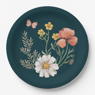 Botanical Wildflower Flower Boho  Paper Plate