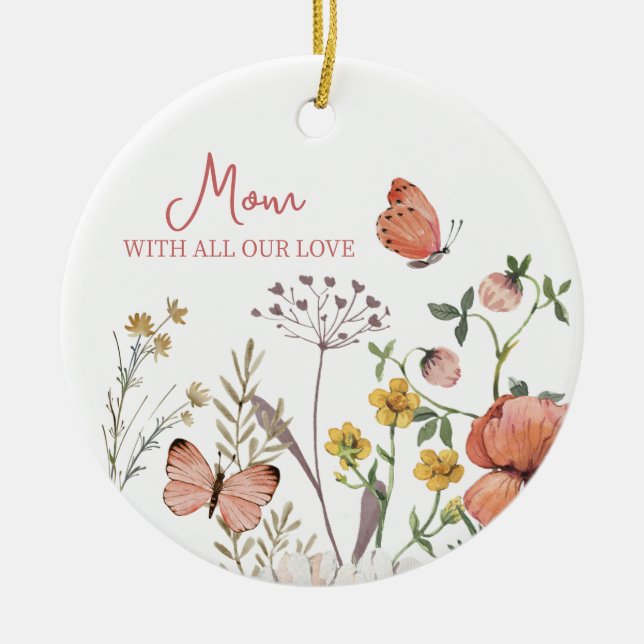 Botanical Wildflower Flower Boho Personalized Name Ceramic Ornament (Front)