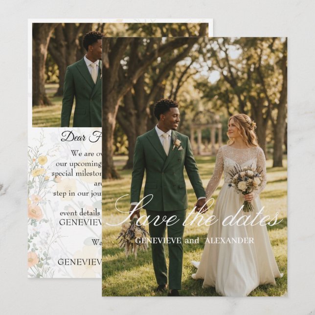 Botanical Wildflower Photo Save the dates Wedding Date (Front/Back)