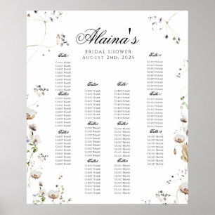 Botanical Wildflower Seating Chart   Bridal Shower