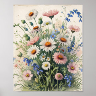 Botanical Wildflower Watercolor Poster – Motivatio