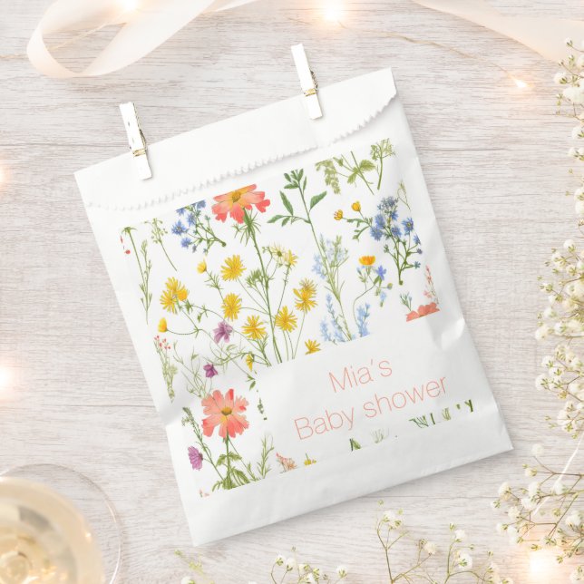 Botanical wildflowers baby shower  favour bag (Clipped)