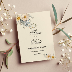 Botanical wildflowers garden floral Save the Date Invitation