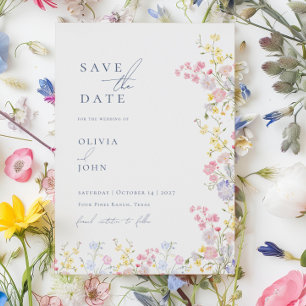 Botanical Wildflowers Wedding Save the Date Announcement Postcard