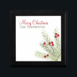 Botanical Winter Watercolor Holiday Custom  Gift Box<br><div class="desc">With painted light green winter pine along with red berries and a little grey sprig,  this simple minimalist design is great for those who like the simplicity and elegant holiday greenery. This design is editable. A wonderful way to wish Christmas and Holiday greetings and Cheer.</div>