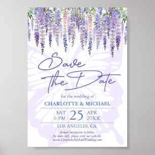 Botanical Wisteria Garden Wedding Save the Date Poster