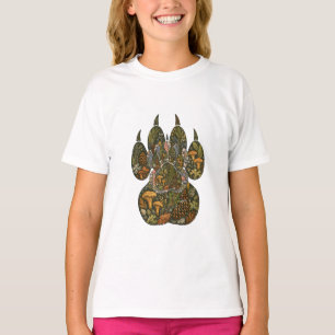 Botanical Wolf Paw Pine Forest Nature Girls T-Shir T-Shirt