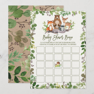 Botanical Woodland Bingo Baby Shower Game Card