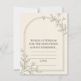 Botanical Words of Wisdom Wedding Advice Card