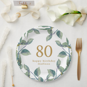 Botanical Wreath Adult Birthday Party Paper Plate