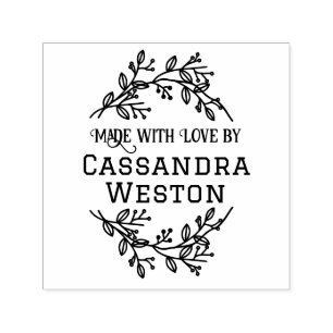 Botanical Wreath Berries “Made With Love By” Self-inking Stamp