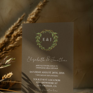 Botanical Wreath Earth Tone Rehearsal Dinner Invitation
