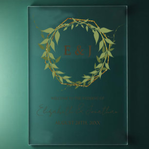 Botanical Wreath Earth Tone Wedding Acrylic Sign