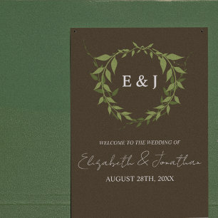 Botanical Wreath Earth Tone Wedding Poster