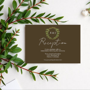 Botanical Wreath Earth Tone Wedding Reception Enclosure Card