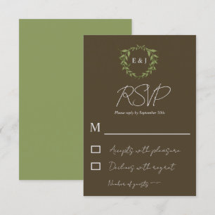 Botanical Wreath Earth Tone Wedding RSVP Card