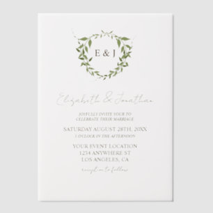 Botanical Wreath Earth Tone Wedding Vellum Invitations