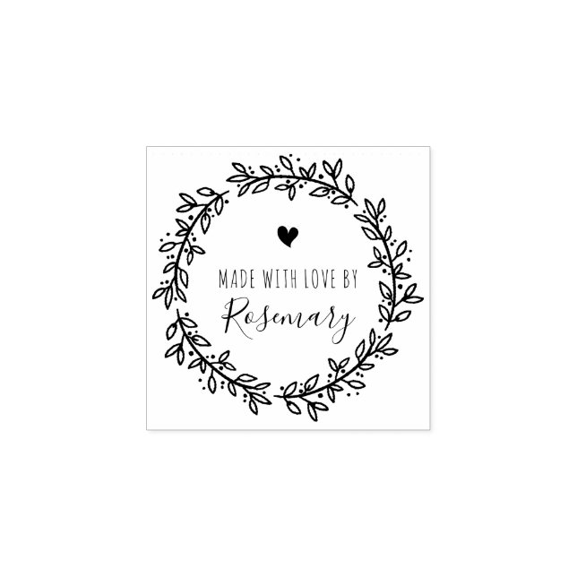 Botanical Wreath Made With Love By Rubber Stamp (Imprint)