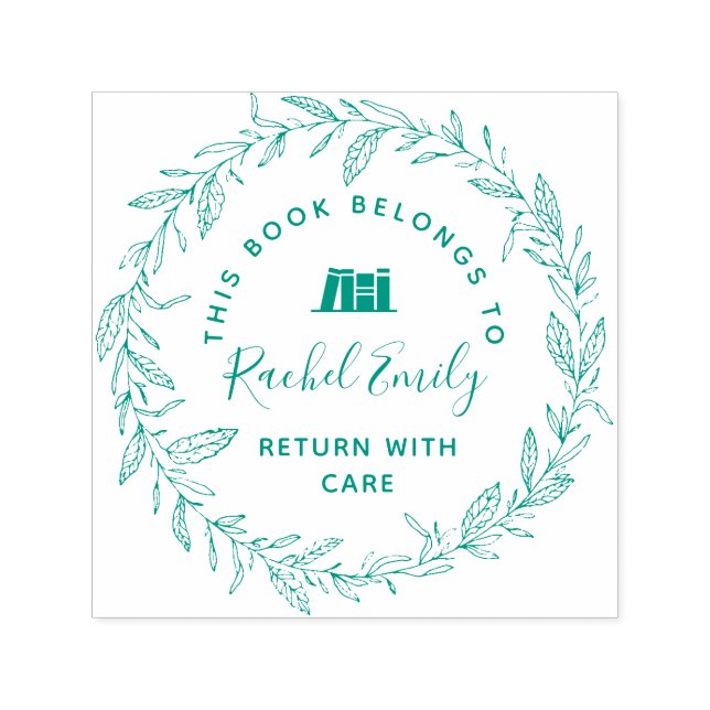  botanical wreath personal library book stamp (Design)