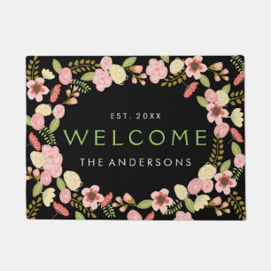 Botanical Wreath Personalized Doormat