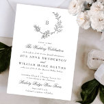 Botanical Wreath Sketched Antique Monogram Wedding Invitation<br><div class="desc">This design is part of a collection - please contact us if you need any additional stationery
*The colour of the main text and paper is customizable,  and there are a few different colour filters available for the main florals if required.</div>