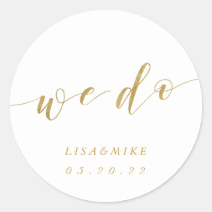 Botanical Wreath We Do Personalized Wedding Classic Round Sticker