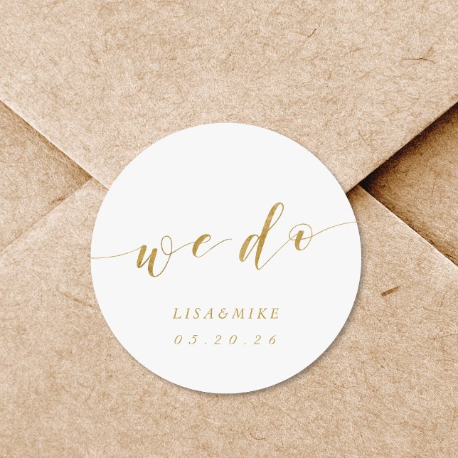 Botanical Wreath We Do Personalized Wedding Classic Round Sticker (Creator Uploaded)
