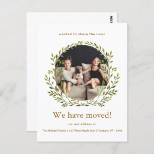 Botanical Wreath We Have Moved New Address Photo Postcard