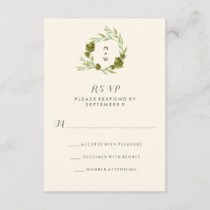 Botanical Wreath with Leaves and Artichokes RSVP Card