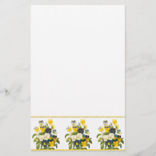 Botanical Yellow and Purple Violets Stationery