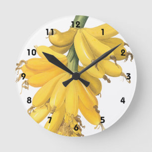 Botanical Yellow Bananas Round Clock