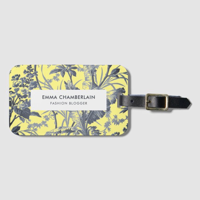 Botanical Yellow Chinoiserie Custom Luggage Tag (Front Horizontal)