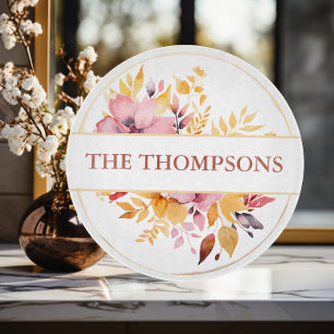 Botanical Yellow Monogram Wedding  Cutting Board