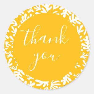 Botanical Yellow Small Business Customer Thank You Classic Round Sticker