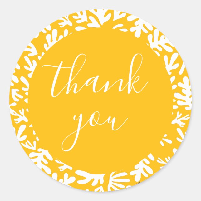 Botanical Yellow Small Business Customer Thank You Classic Round Sticker (Front)