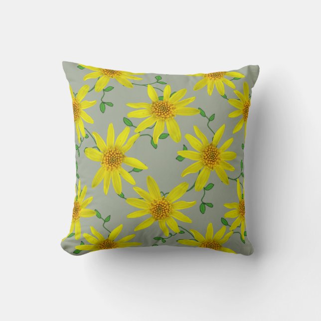 Botanical Yellow Wildflower on any Colour Throw Pillow (Front)