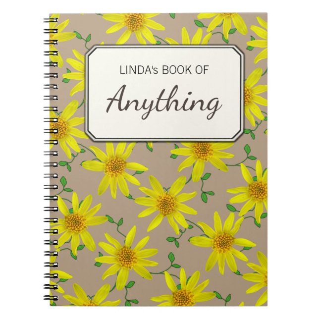Botanical Yellow Wildflowers on any Colour Notebook (Front)