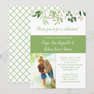 Botanicals Photo Block Reception Only Invitation  
