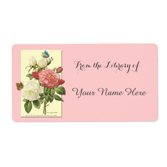 Botanique Blanc Rouge Roses Bibliothèque de plaque (Devant)