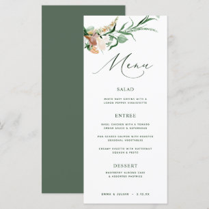 Botanique Boho Green Neutral Green Mariage Menu