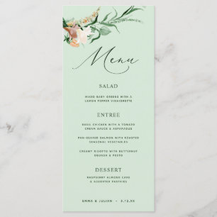 Botanique Boho Green Neutral Sage Mariage Menu